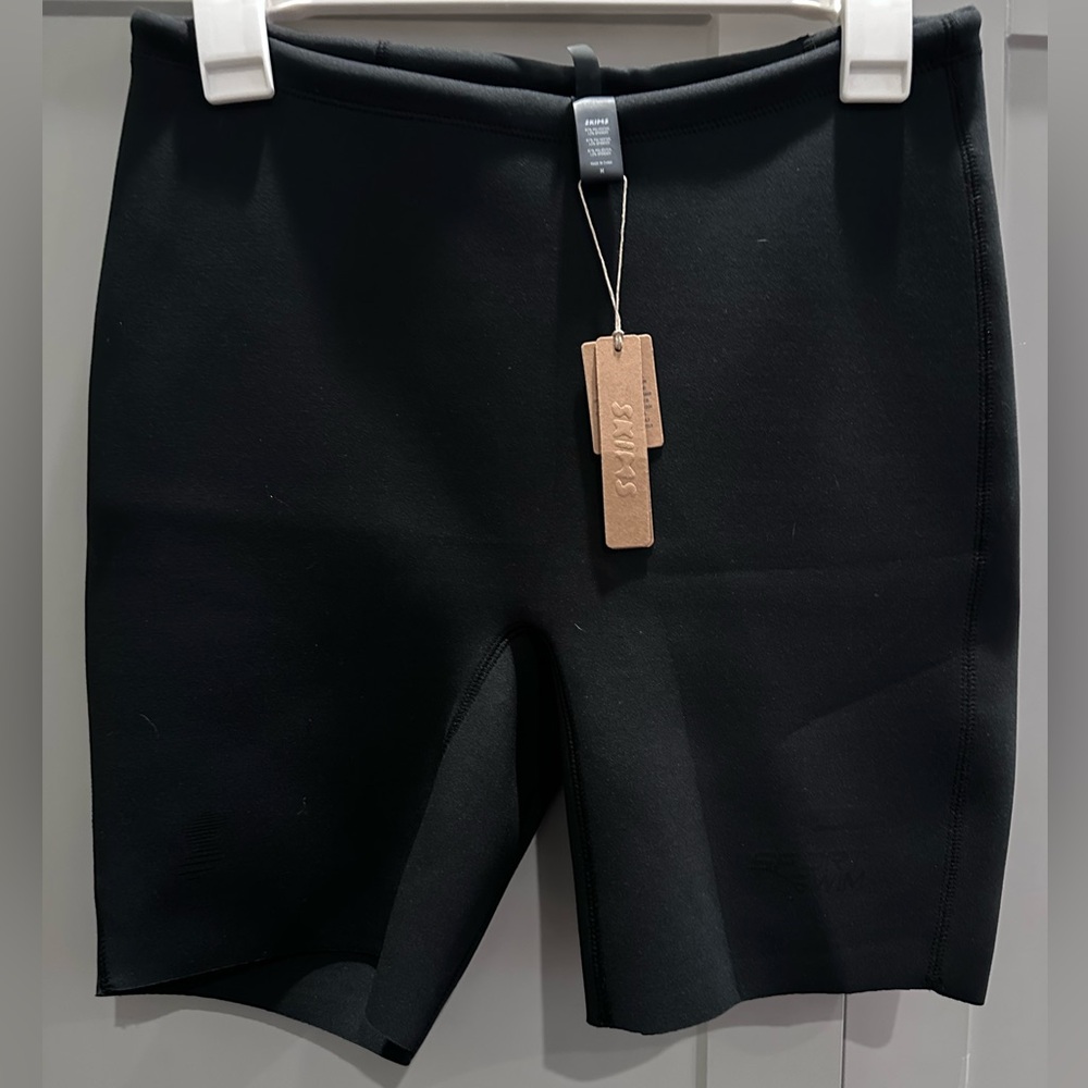 SKIMS Swim Black Biker Shorts Size M High Waisted NWT